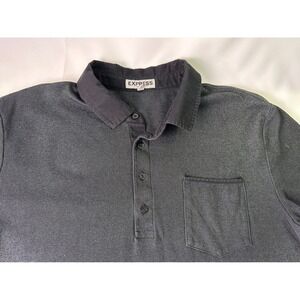 Express Men's XL Heather Gray Stretch‎ Polo Shirt Textured Casual Short Sleeve